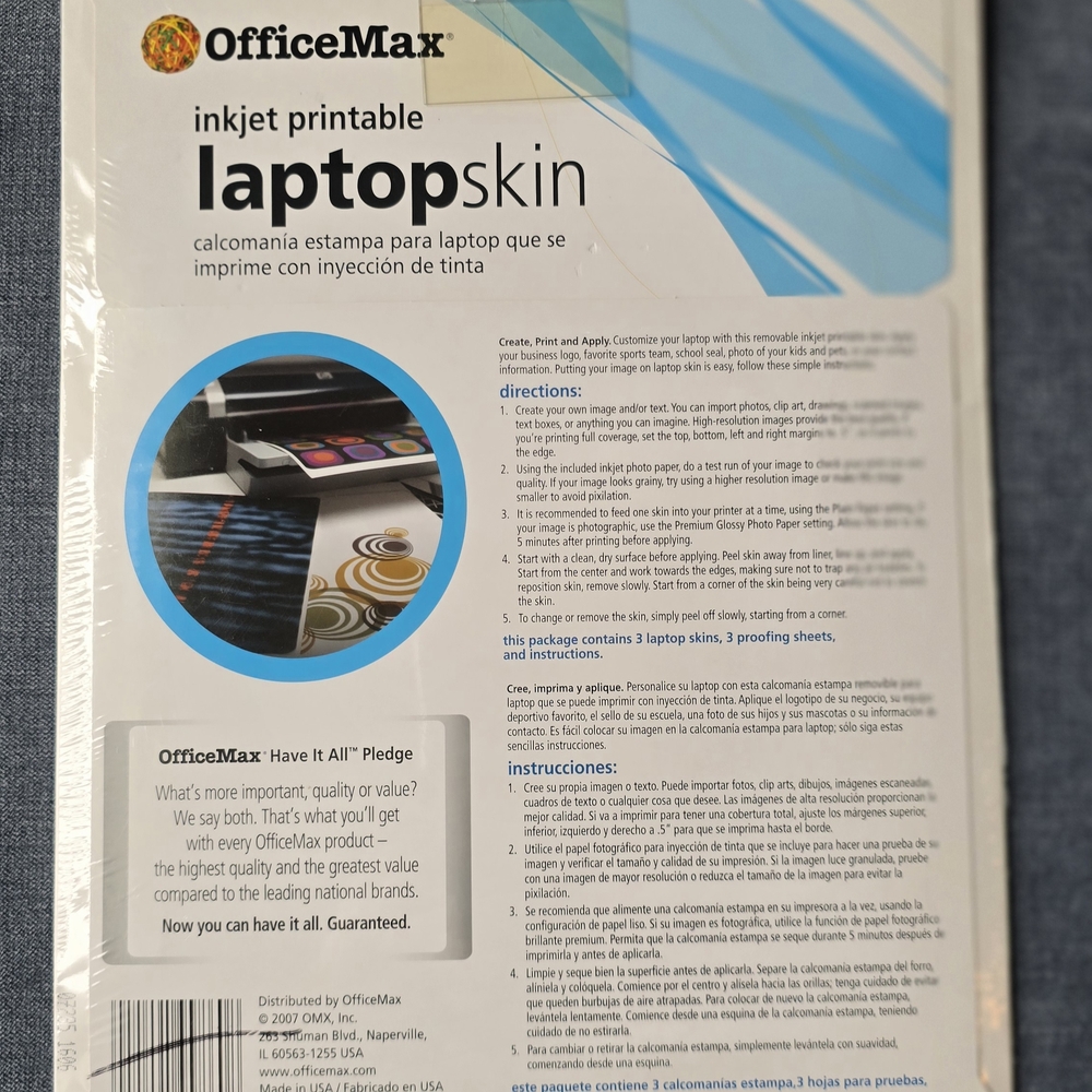OfficeMax Inkjet Printable Laptop Skin - Picture 2 of 2